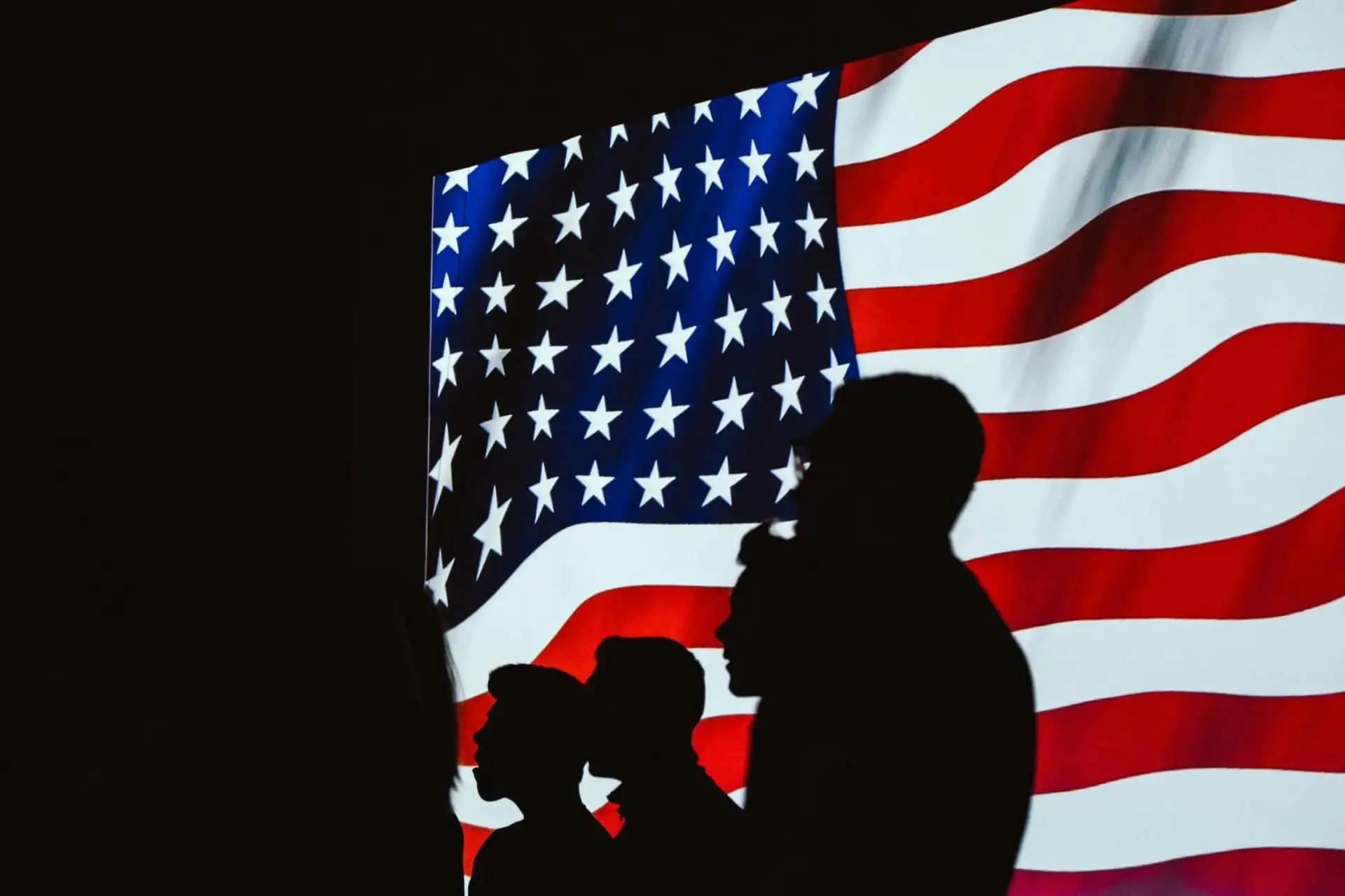 A silhouette with the American flag