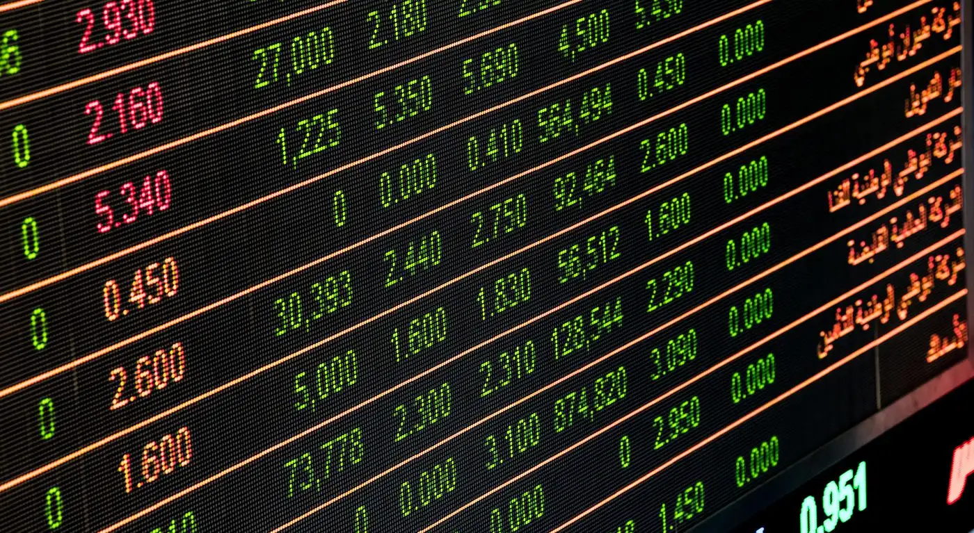 Market data and financial figures on a trading screen